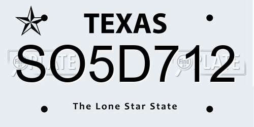 SO5D712 Texas License Plate