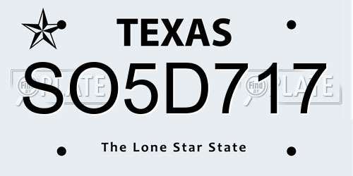 SO5D717 Texas License Plate
