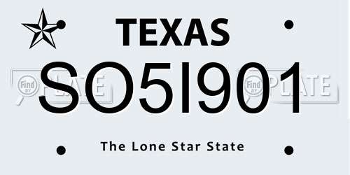 SO5I901 Texas License Plate