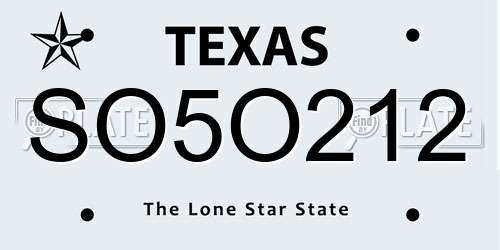 SO5O212 Texas License Plate