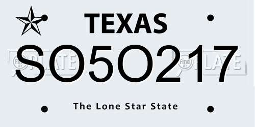 SO5O217 Texas License Plate