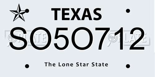SO5O712 Texas License Plate