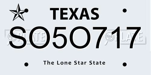 SO5O717 Texas License Plate