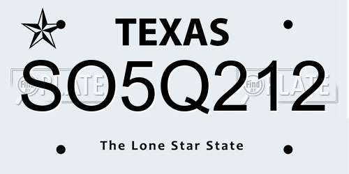 SO5Q212 Texas License Plate