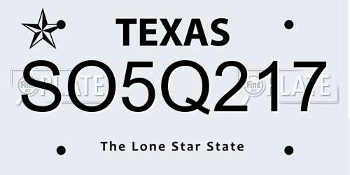 SO5Q217 Texas License Plate