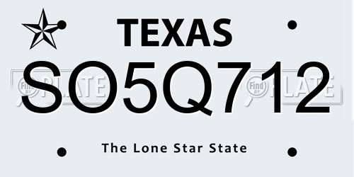 SO5Q712 Texas License Plate