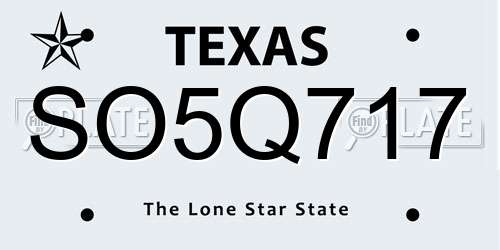 SO5Q717 Texas License Plate