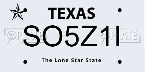 SO5Z1I Texas License Plate