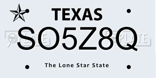SO5Z8Q Texas License Plate