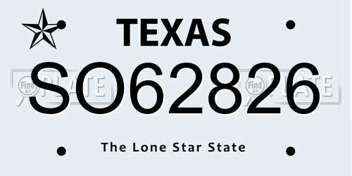 SO62826 Texas License Plate