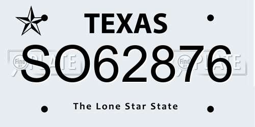 SO62876 Texas License Plate