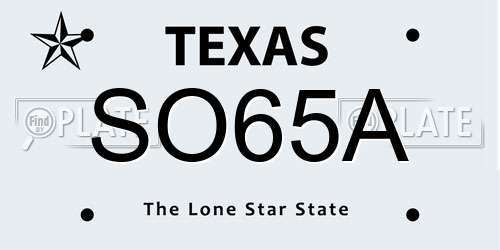 SO65A Texas License Plate