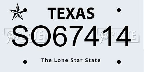 SO67414 Texas License Plate