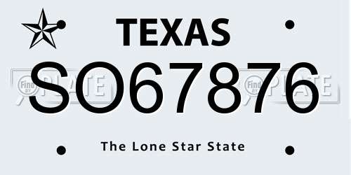 SO67876 Texas License Plate