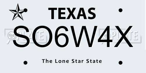 SO6W4X Texas License Plate