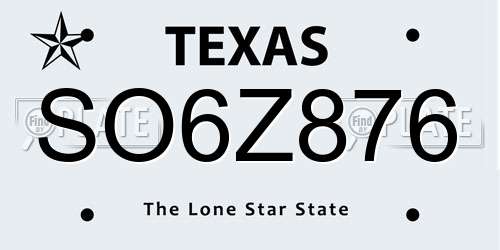 SO6Z876 Texas License Plate