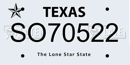 SO70522 Texas License Plate
