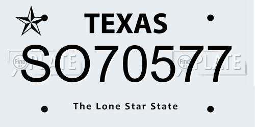SO70577 Texas License Plate