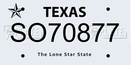 SO70877 Texas License Plate