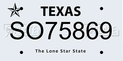 SO75869 Texas License Plate