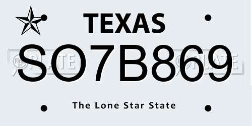 SO7B869 Texas License Plate