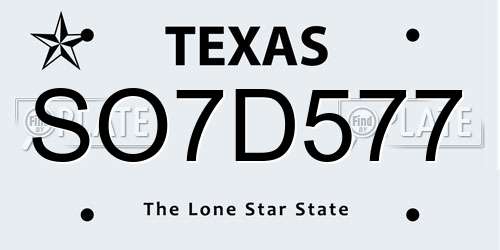 SO7D577 Texas License Plate