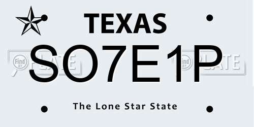 SO7E1P Texas License Plate