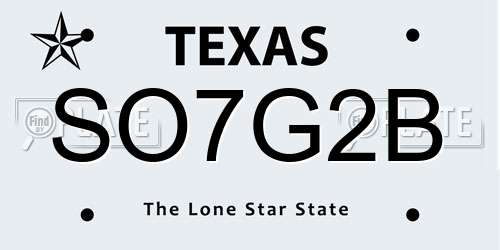 SO7G2B Texas License Plate