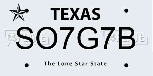 SO7G7B Texas License Plate