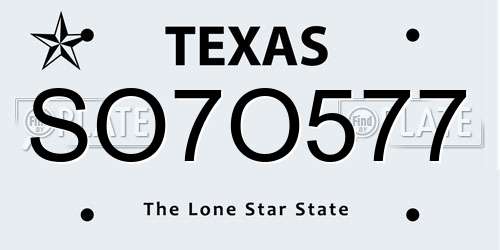 SO7O577 Texas License Plate