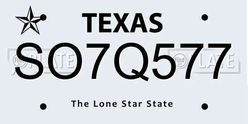 SO7Q577 Texas License Plate