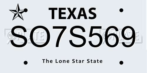 SO7S569 Texas License Plate