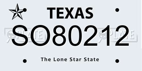 SO80212 Texas License Plate