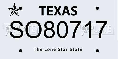 SO80717 Texas License Plate