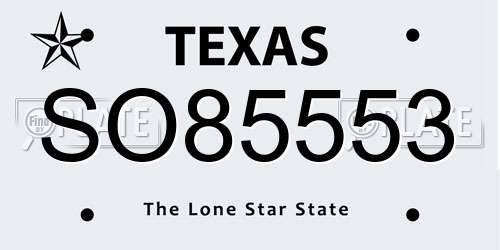 SO85553 Texas License Plate