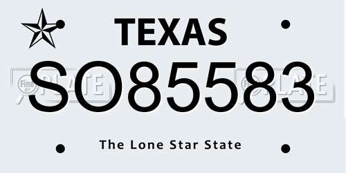 SO85583 Texas License Plate