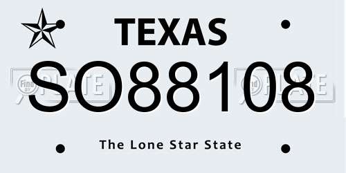 SO88108 Texas License Plate