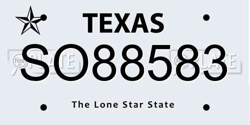 SO88583 Texas License Plate
