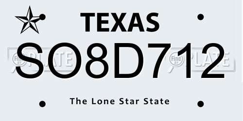 SO8D712 Texas License Plate