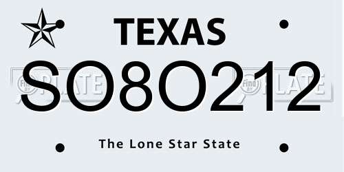 SO8O212 Texas License Plate