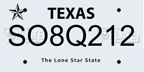 SO8Q212 Texas License Plate