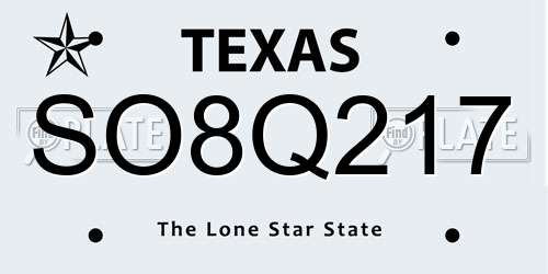 SO8Q217 Texas License Plate