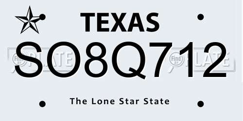 SO8Q712 Texas License Plate
