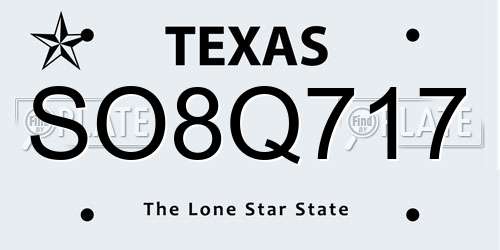 SO8Q717 Texas License Plate