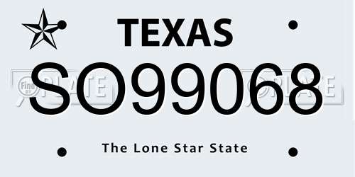 SO99068 Texas License Plate