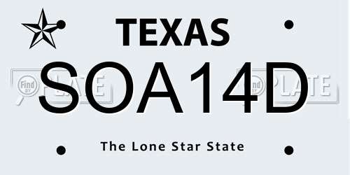 SOA14D Texas License Plate