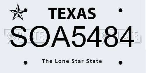 SOA5484 Texas License Plate