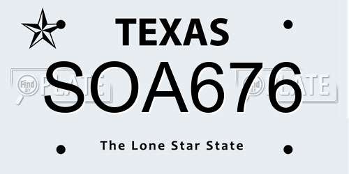 SOA676 Texas License Plate