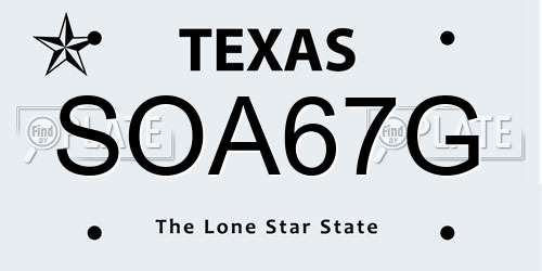 SOA67G Texas License Plate