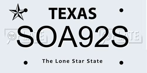SOA92S Texas License Plate